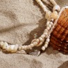 Halskette aus Rocailles, Muscheln, Perlmutt und Metall