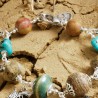 Armband aus Flower- und Landschafts-Jaspis, versteinertem Holz, Türkis und Keramik