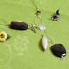 Halskette aus Metallelementen, Rauchquarz und Hypersthen