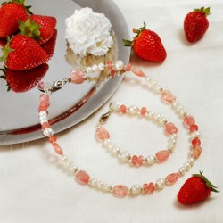 Schmuck-Set Erdebeeren und Sahne, Gesamtansicht