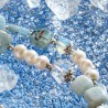 Schmuck-Set Eismeer, Nahaufnahme der Glasbrocken, Zucht- und Aquamarin-Perlen (rechte Seite der Kette)
