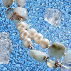 Schmuck-Set Eismeer, Detailansicht der Ohrringe und des Vorderteils der Halskette