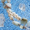 Schmuck-Set Eismeer, Nahaufnahme der Zucht- und Aquamarin-Perlen sowie der Moonbeads (linke Seite der Kette)