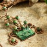 Schmuck-Set Aztek, Detailansicht vom Masken-Anhänger aus grünem Onyx
