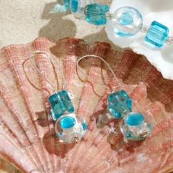Schmuck-Set Blaue Lagune, Detailansicht Ohrringe Schmuck-Set Blaue Lagune, Detailansicht Ohrringe