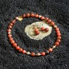 Schmuck-Set Red Stones, Gesamtansicht von Halskette und Ohrringen aus Mahagoni-Obsidian und Murano-Glas