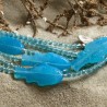 Schmuck-Set Lisette, Nahaufnahme der wasserblauen Kristallperlen und der hellblauen Fisch-Perlen