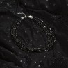 Halskette Stella aus schwarzen Kristallperlen und silberfarbenen Metall-Sternchen, Gesamtansicht