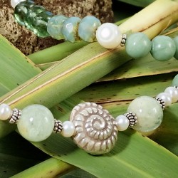 Schmuck-Set Aquarius, Nahaufnahme der Schneckenperle aus Sterlingsilber Schmuck-Set Aquarius, Nahaufnahme der Schneckenperle aus Sterlingsilber