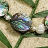 Schmuck-Set Vanuatu, Nahaufnahme der Abalone-Taler und Zuchtperlen