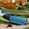 Halskette Meeresrauschen, Nahaufnahme Perlmutt-Rechteck, Lapislazuli-Fisch