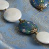 Schmuck-Set á la Monet, Nahaufnahme der Lampwork- und Zuchtperlen links