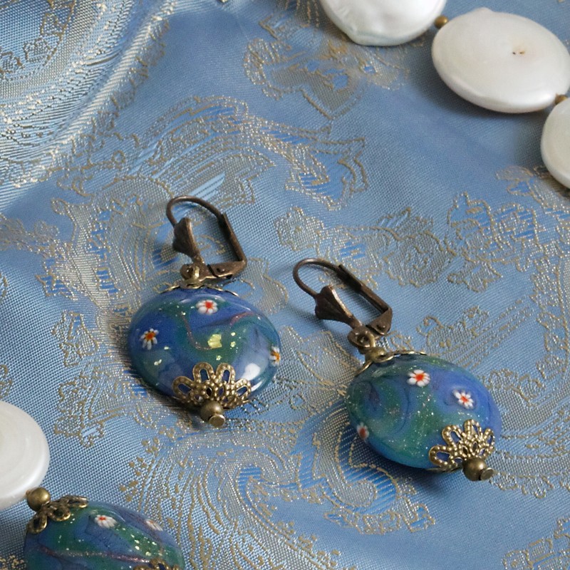 Schmuck-Set á la Monet, Nahaufnahme der Ohrringe