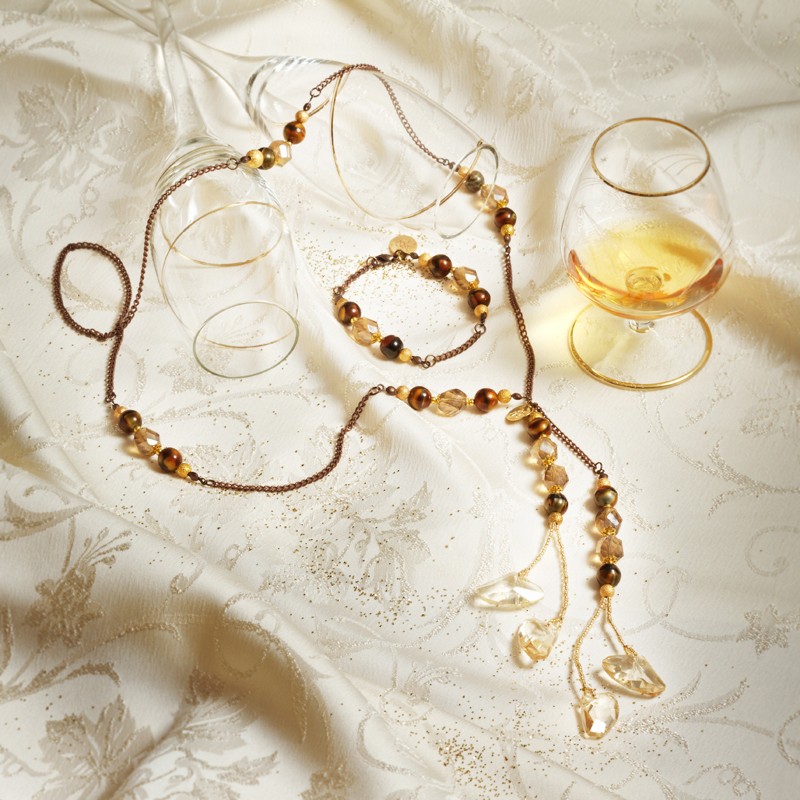 Schmuck-Set Cognac und Champagner, Gesamtansicht