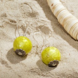 Schmuck-Set Kokos und Limette, Nahaufnahme der Ohrringe Schmuck-Set Kokos und Limette, Nahaufnahme der Ohrringe