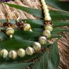 Schmuck-Set Ulani, Nahaufnahme von den Papierperlen im Vorderteil der Kette und den Ohrringen