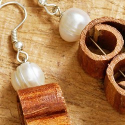 Ohrringe Perlen & Zimt, Nahaufnahme beider Anhänger