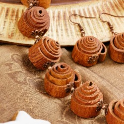 Schmuck-Set Zimt, Detailansicht der Kette links mit Ohrringen