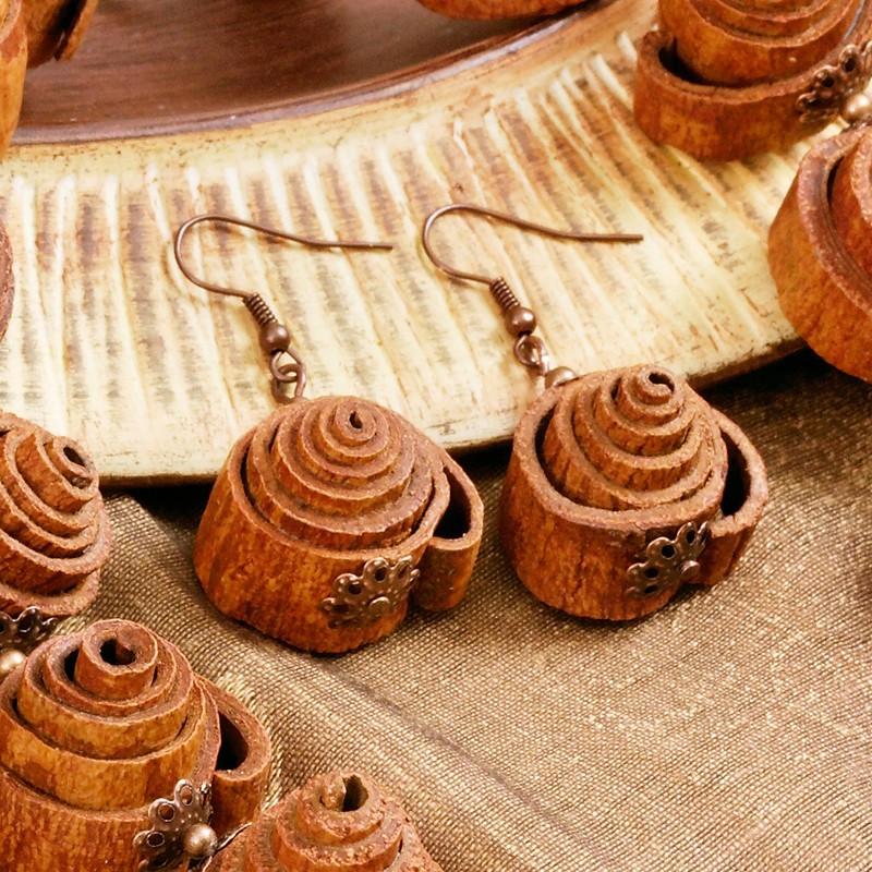 Schmuck-Set Zimt, Nahaufnahme der Ohrringe