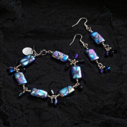 Schmuck-Set Mystic aus böhmischen Glasperlen, Gesamtansicht von Armband und Ohrringen