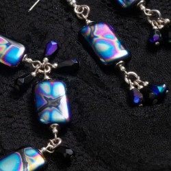 Schmuck-Set Mystic aus böhmischen Glasperlen, Detailtansicht von Armband und Ohrringen