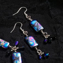 Schmuck-Set Mystic aus böhmischen Glasperlen, Nahaufnahme der Ohrringe