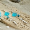 Schmuck-Set Meerglas, Detailansicht der Ohrringe mit mattierten Glasperlen, Perlmutt und versilberten Metallelementen
