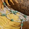 Schmuck-Set Turtle, Nahaufnahme vom Armband aus Aquamarin, afrikanischer Jade, Aventurin sowie Stiftperlen und Rocailles