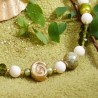 Schmuck-Set Seegraswiese, Halskette und Armband aus Kristall- und Murano-Glas, Zuchtperlen, Koralle, Nahaufnahme Halskette vorn