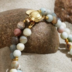 Schmuck-Set Niue aus Amazonit, Kristallperlen und vergoldeten Metallelementen, Detailansicht vom Kettenverschluß